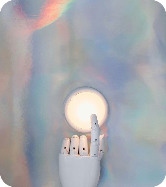 Amazon listing design AI — robotic hand and glowing sphere